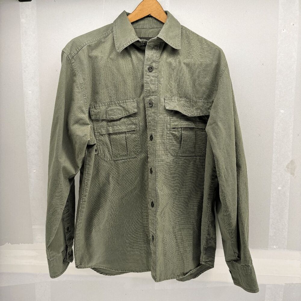 Vintage Mens Eddie Bauer Canvas Waffle Weave Button Down Outdoor Gorpcore Size M